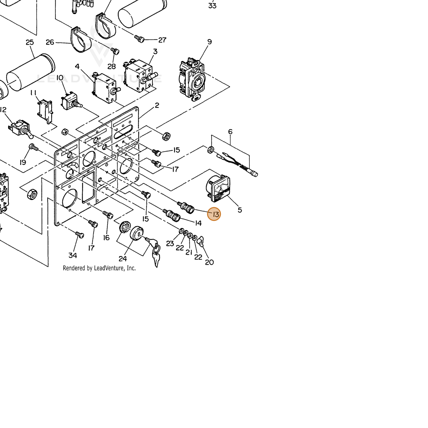 ECHO part 103634570108 — IPL diagram snippet (6x zoom, amber highlight)