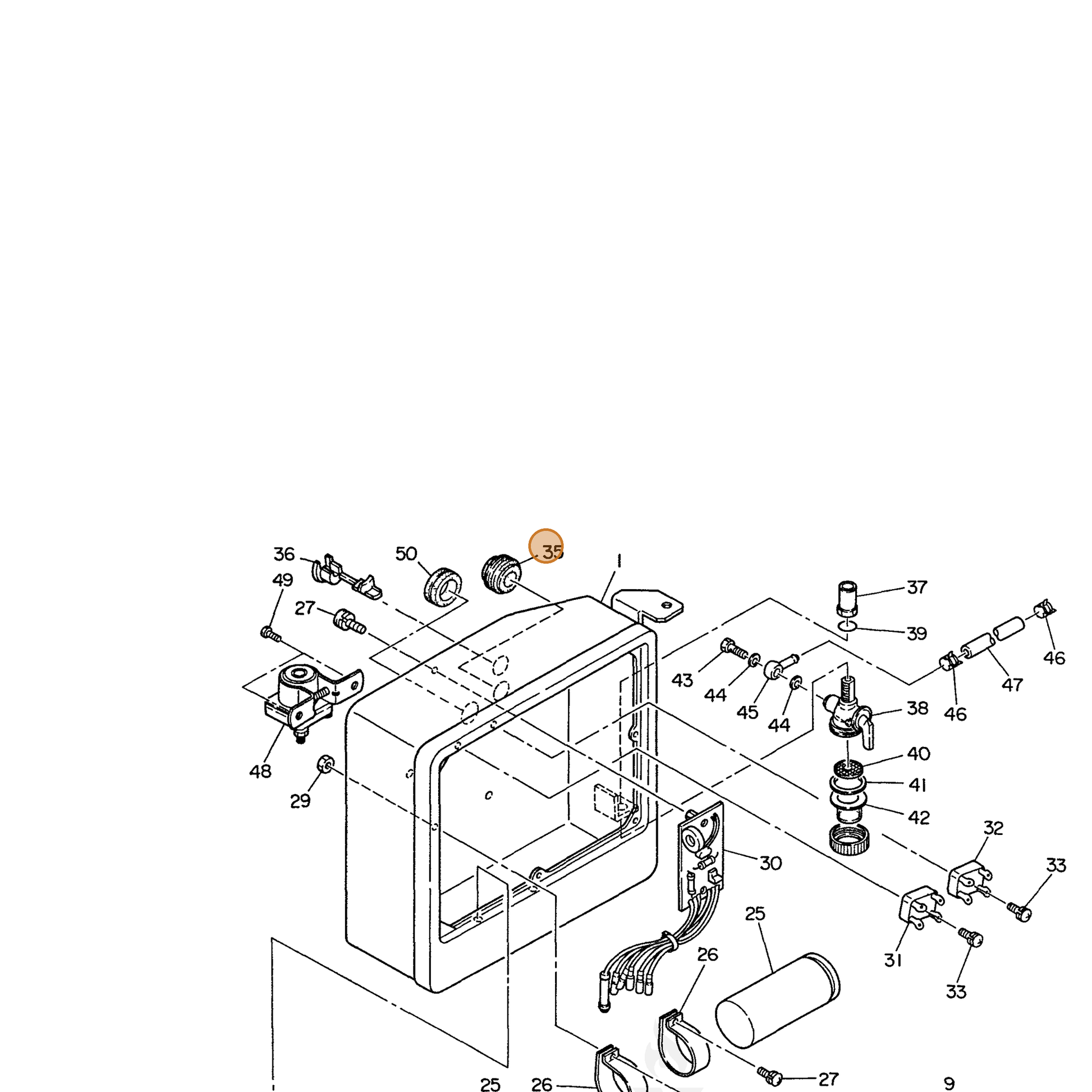 ECHO part 103744754008 — IPL diagram snippet (6x zoom, amber highlight)