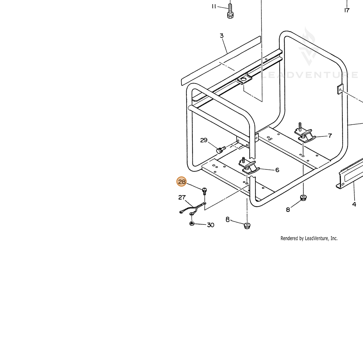 ECHO part 103763910001 — IPL diagram snippet (6x zoom, amber highlight)