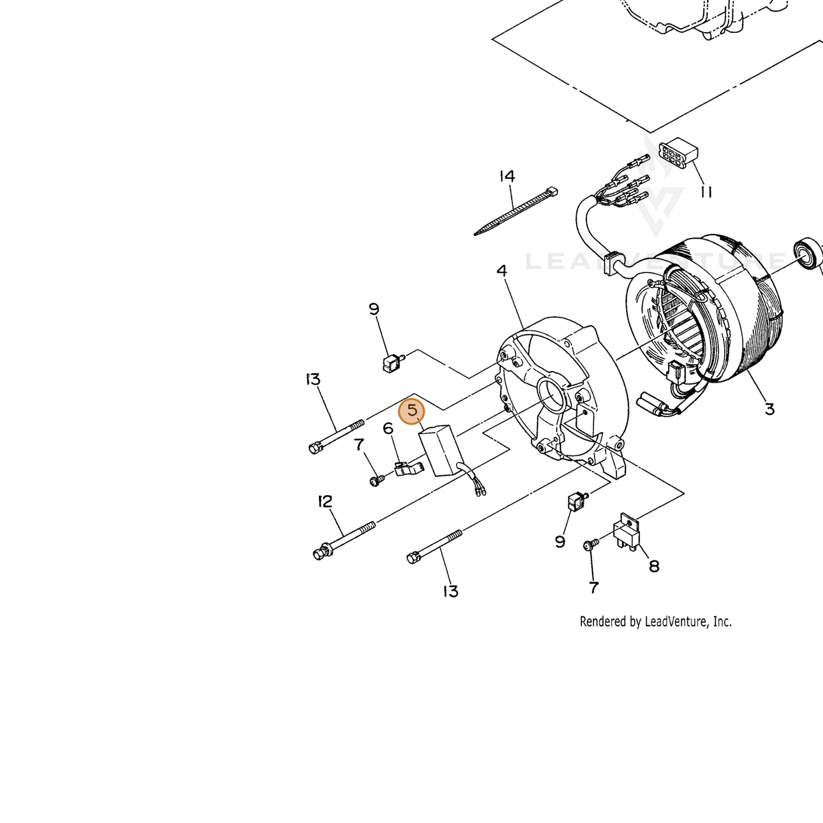 ECHO part 103832100008 — IPL diagram snippet (6x zoom, amber highlight)
