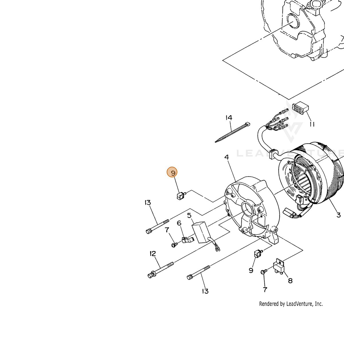 ECHO part 103832105008 — IPL diagram snippet (6x zoom, amber highlight)