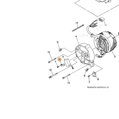 ECHO part 103832105208 — IPL diagram snippet (6x zoom, amber highlight)