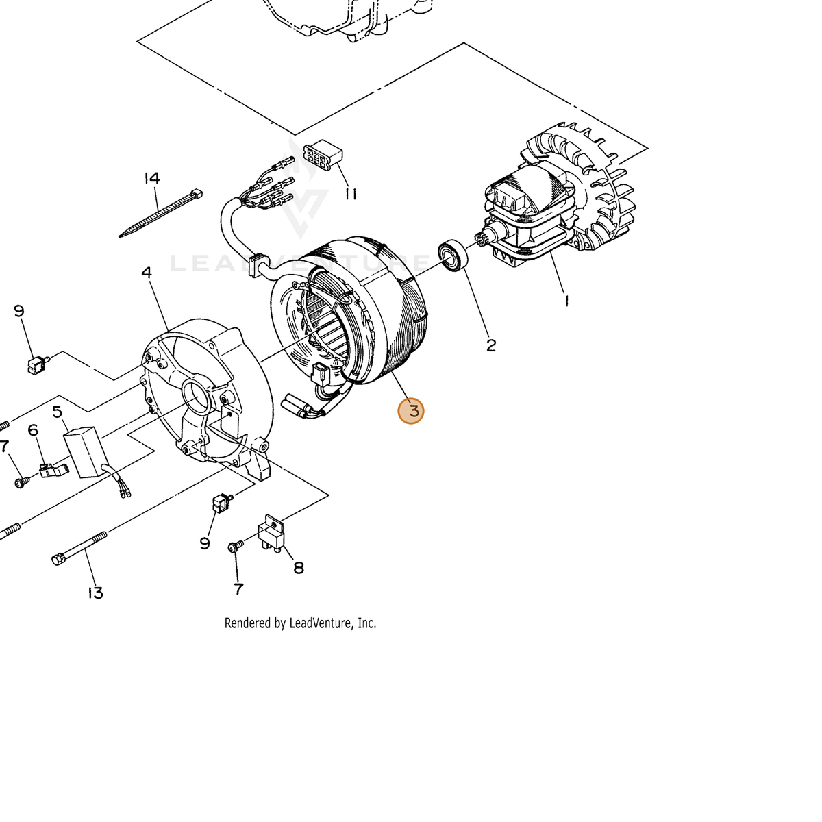 ECHO part 103832235101 — IPL diagram snippet (6x zoom, amber highlight)