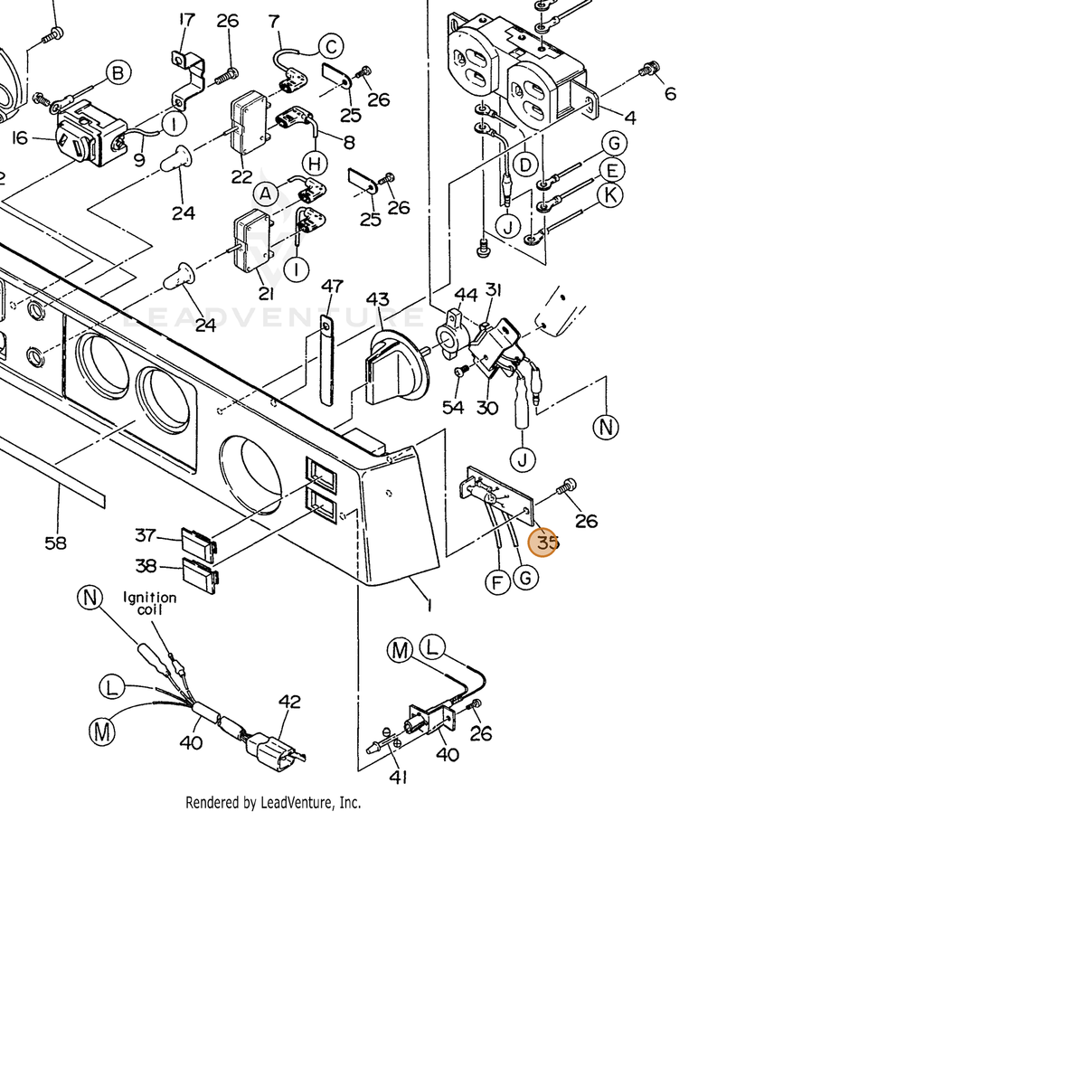 ECHO part 103834069108 — IPL diagram snippet (6x zoom, amber highlight)