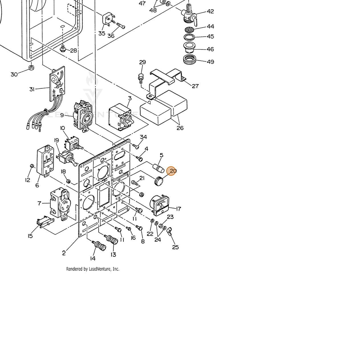 ECHO part 103894755208 — IPL diagram snippet (6x zoom, amber highlight)