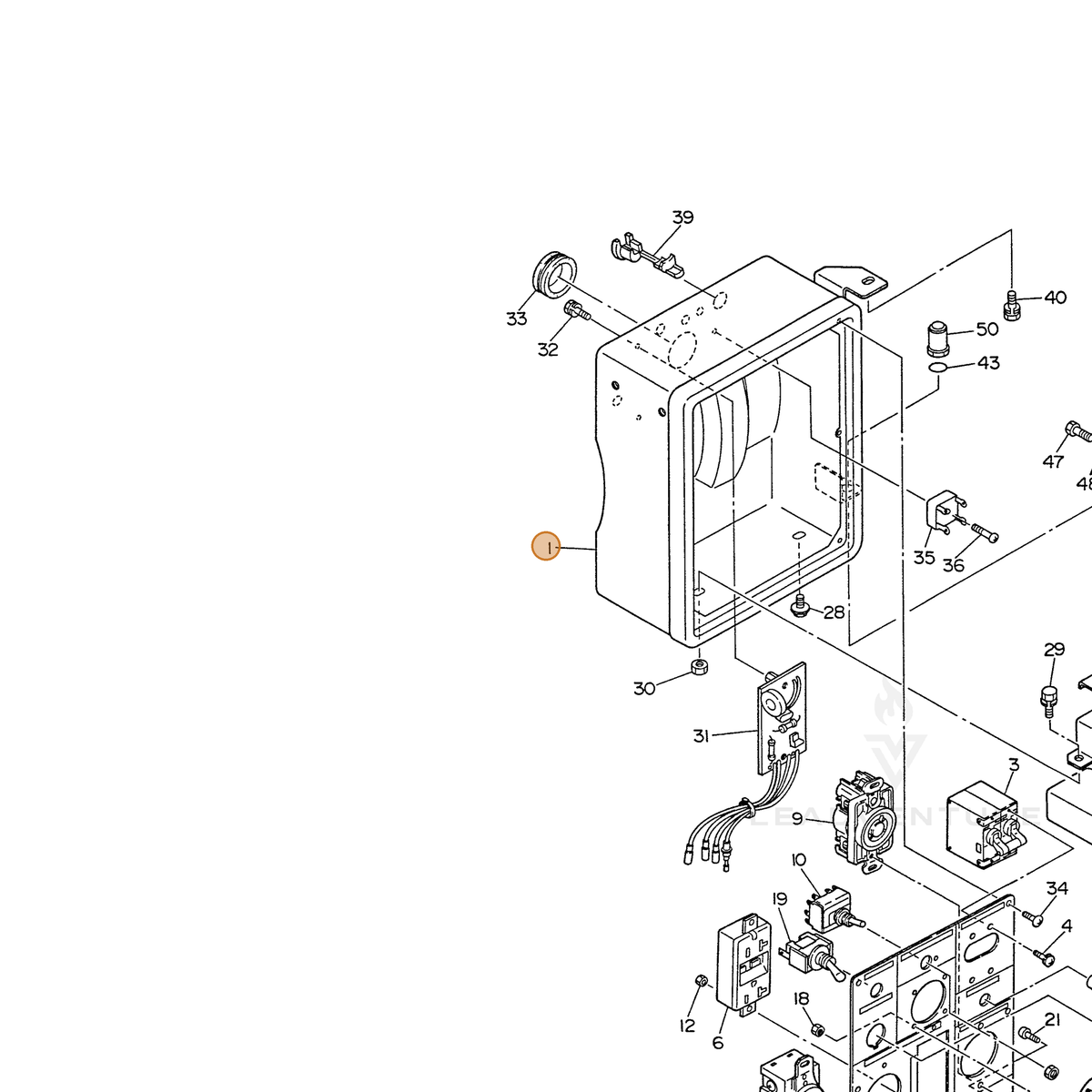ECHO part 103898010100 — IPL diagram snippet (6x zoom, amber highlight)