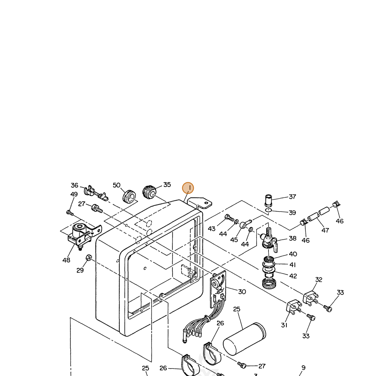 ECHO part 103904000301 — IPL diagram snippet (6x zoom, amber highlight)