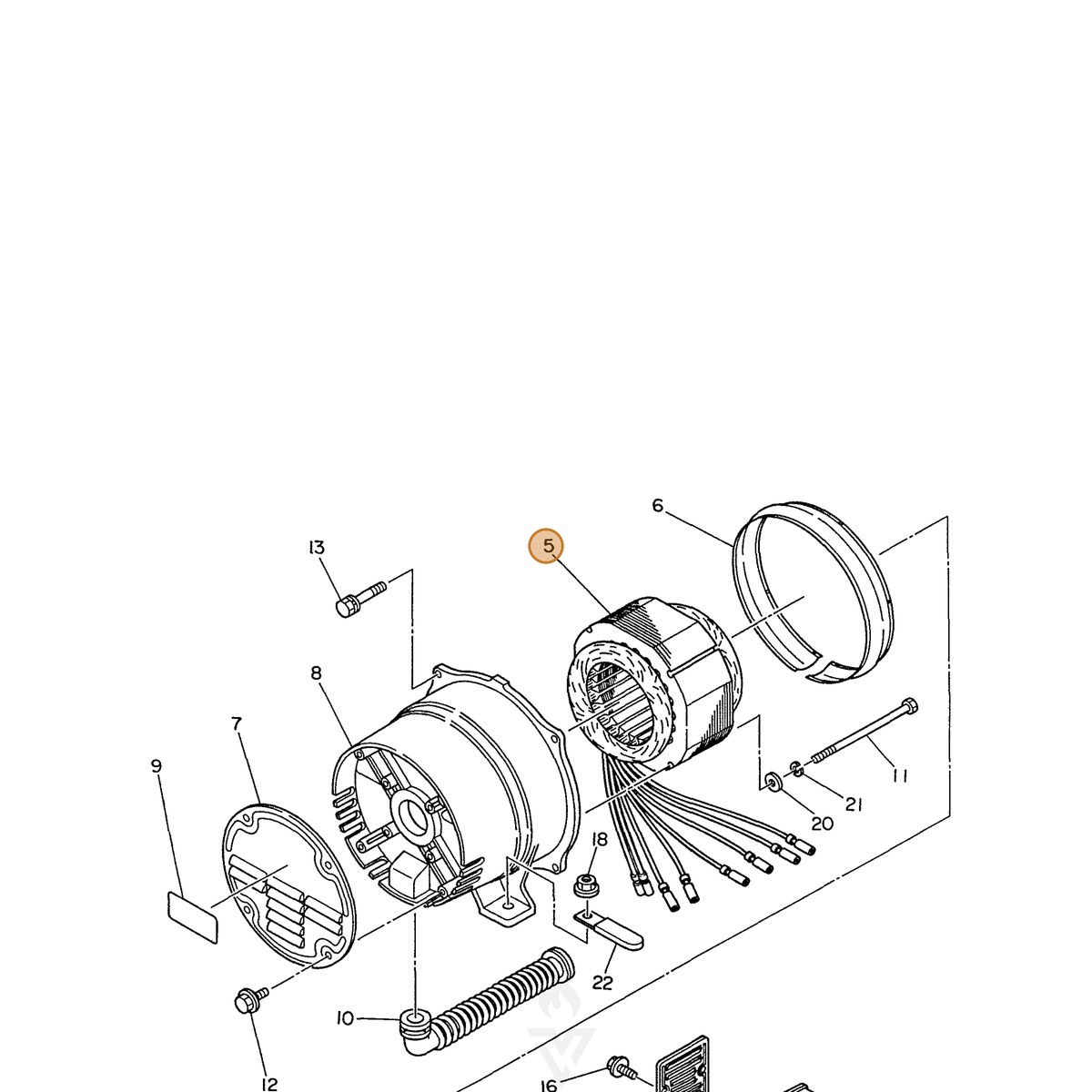 ECHO part 103905166708 — IPL diagram snippet (6x zoom, amber highlight)