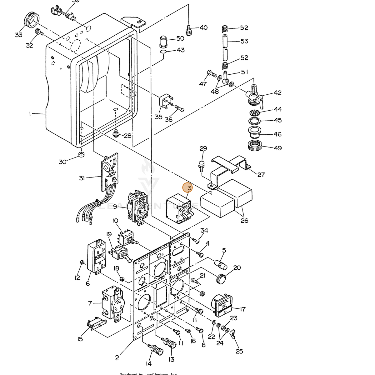 ECHO part 103924310203 — IPL diagram snippet (6x zoom, amber highlight)