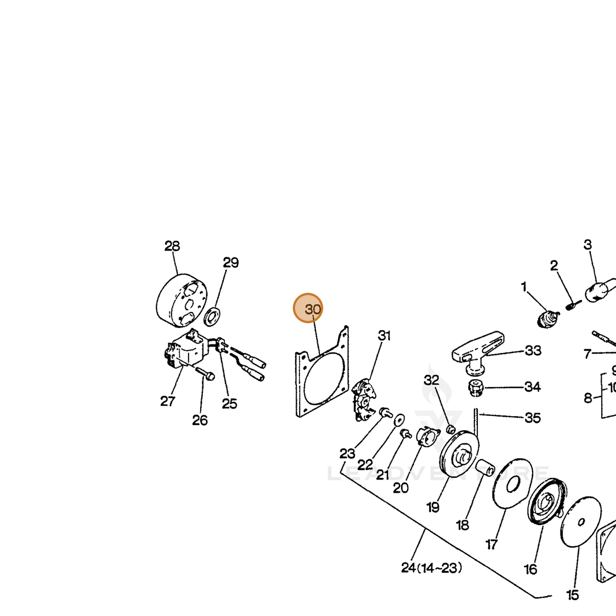 ECHO part 10421304260 — IPL diagram snippet (6x zoom, amber highlight)