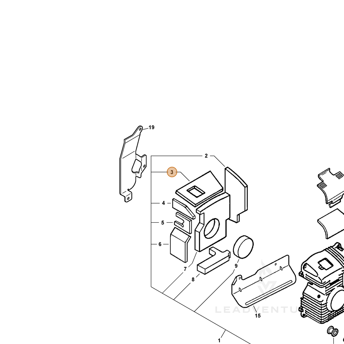 ECHO part 10429521260 — IPL diagram snippet (6x zoom, amber highlight)