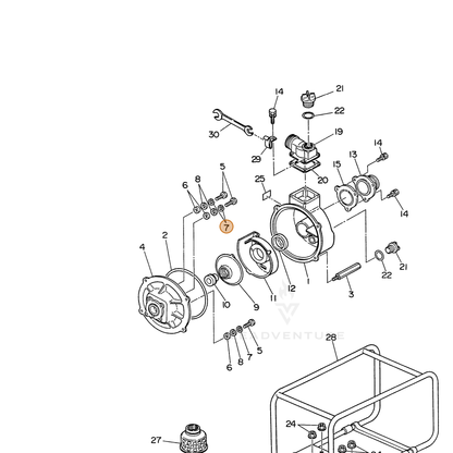ECHO part 104800501007 — IPL diagram snippet (6x zoom, amber highlight)