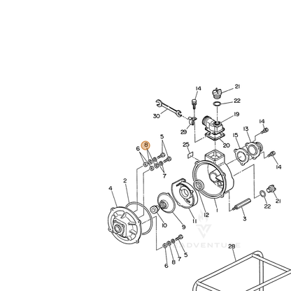ECHO part 104800501008 — IPL diagram snippet (6x zoom, amber highlight)
