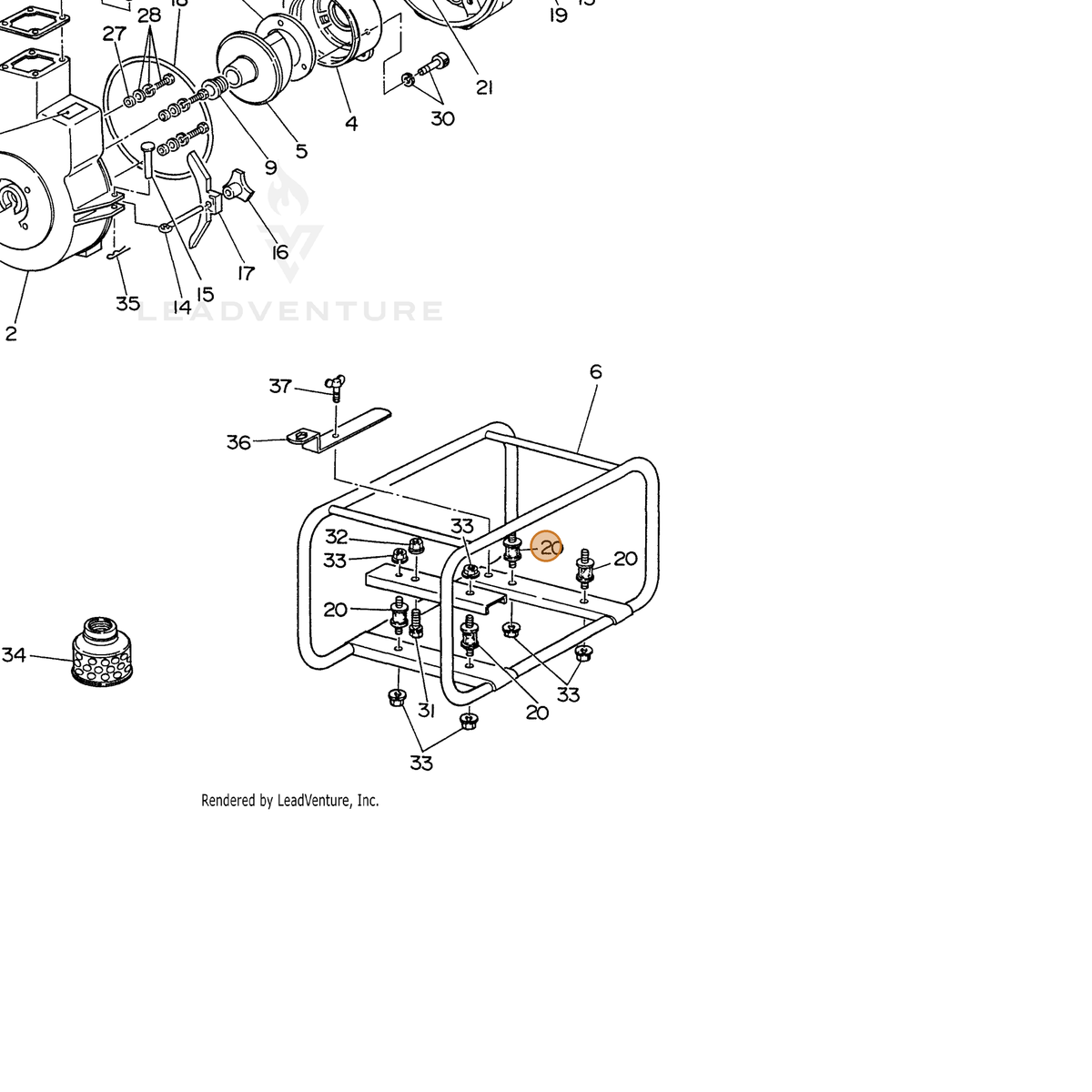 ECHO part 104800521019 — IPL diagram snippet (6x zoom, amber highlight)