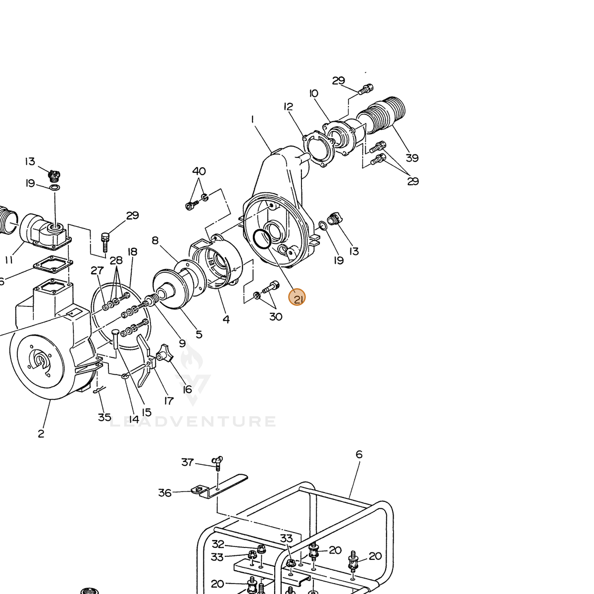 ECHO part 104800521020 — IPL diagram snippet (6x zoom, amber highlight)