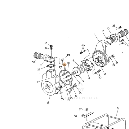 ECHO part 104800521027 — IPL diagram snippet (6x zoom, amber highlight)