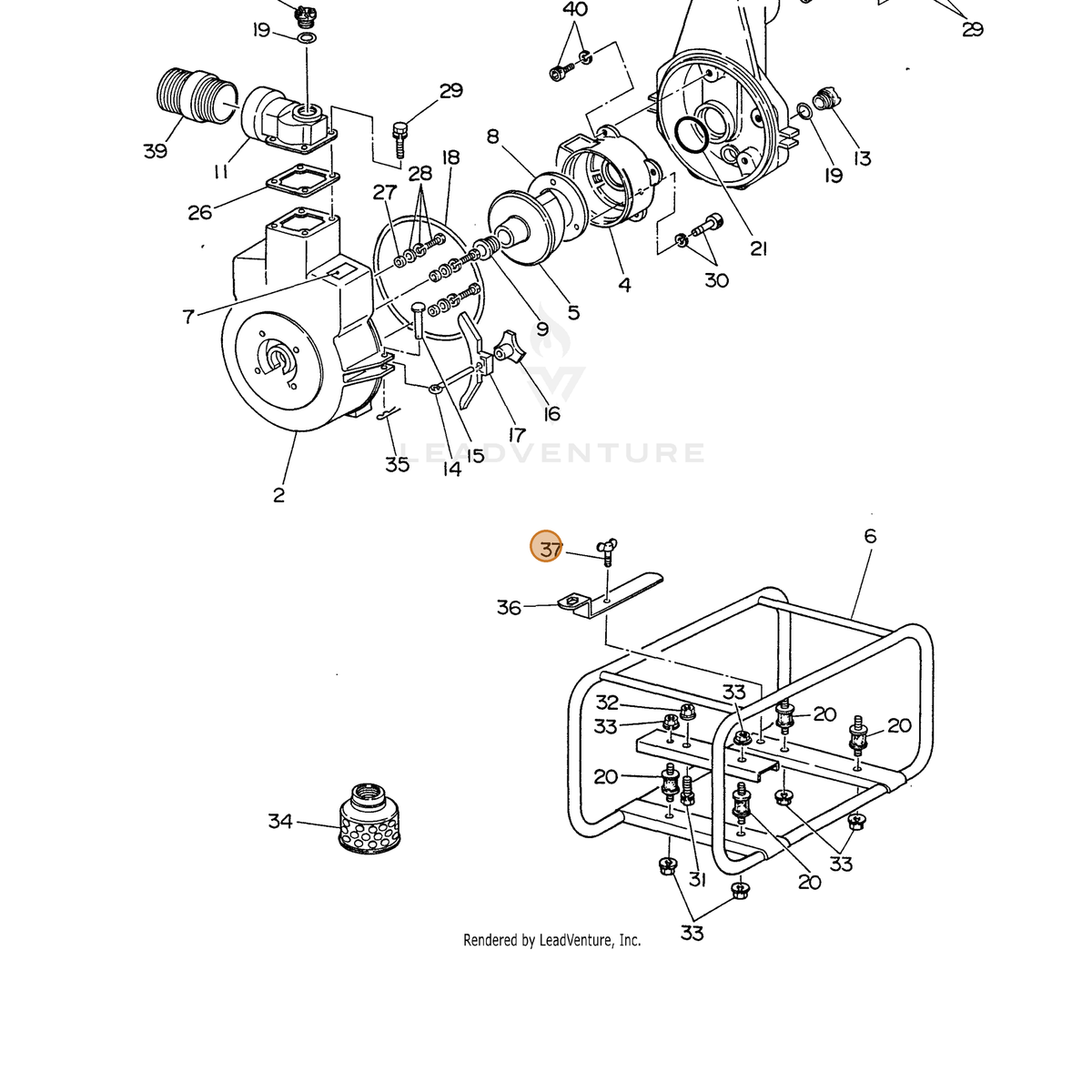 ECHO part 104800521036 — IPL diagram snippet (6x zoom, amber highlight)