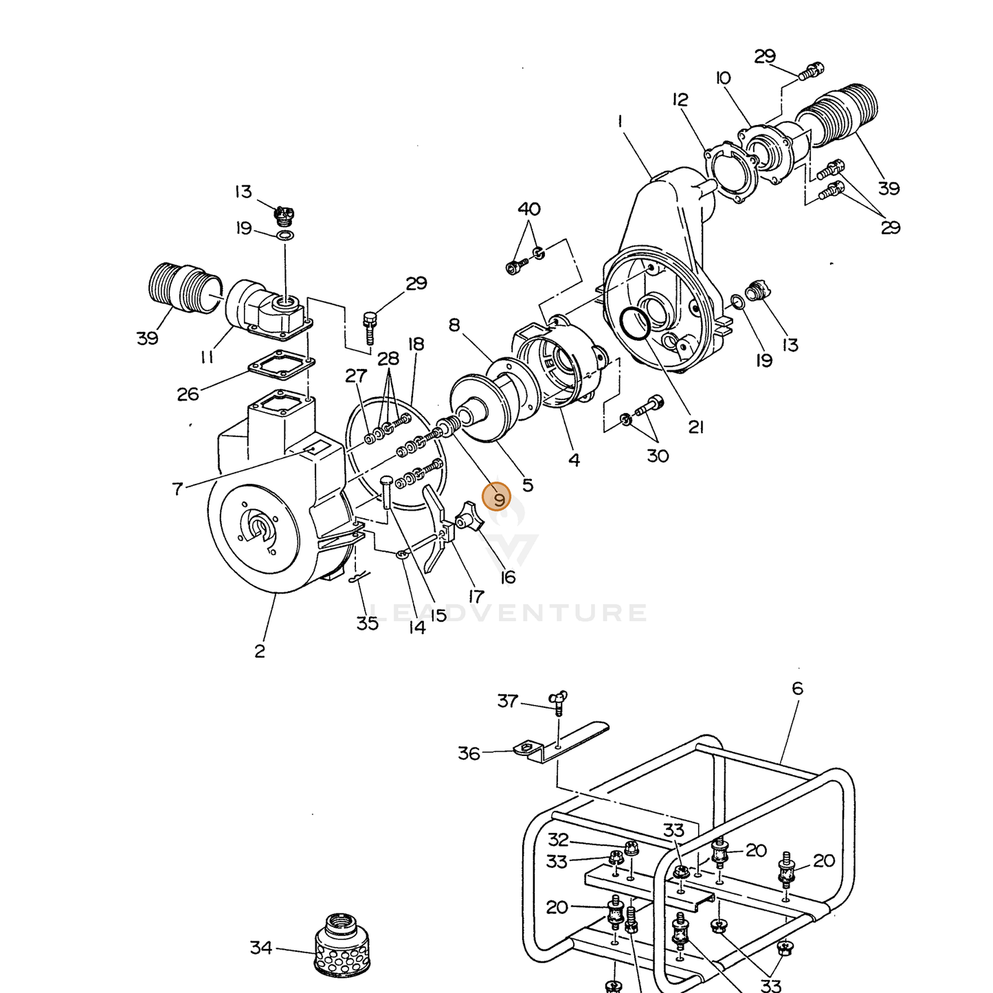 ECHO part 104800821008 — IPL diagram snippet (6x zoom, amber highlight)