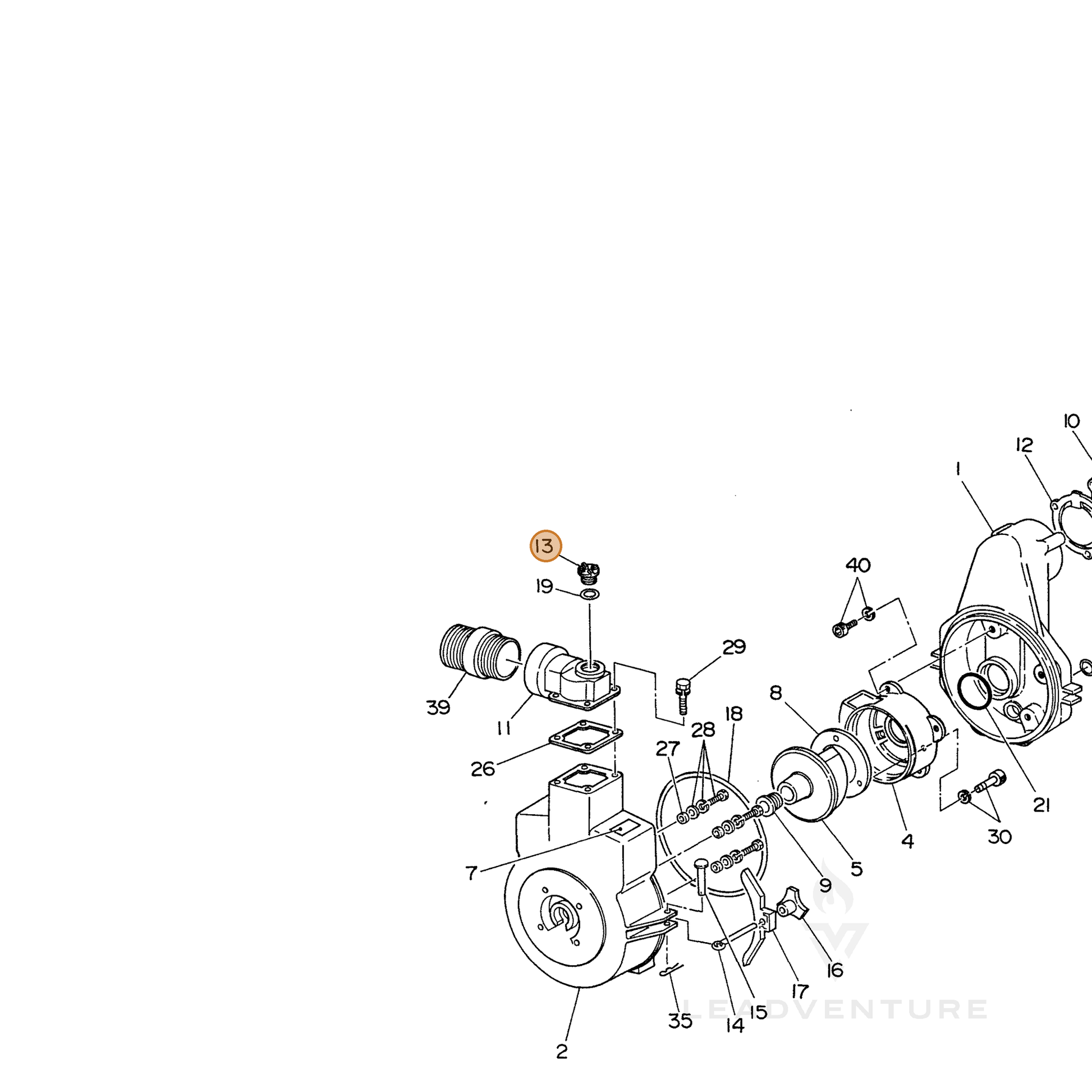 ECHO part 104800821012 — IPL diagram snippet (6x zoom, amber highlight)