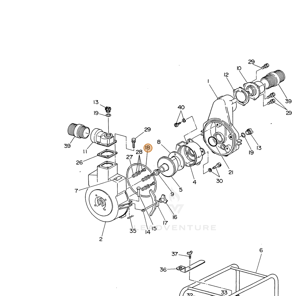 ECHO part 104800821017 — IPL diagram snippet (6x zoom, amber highlight)