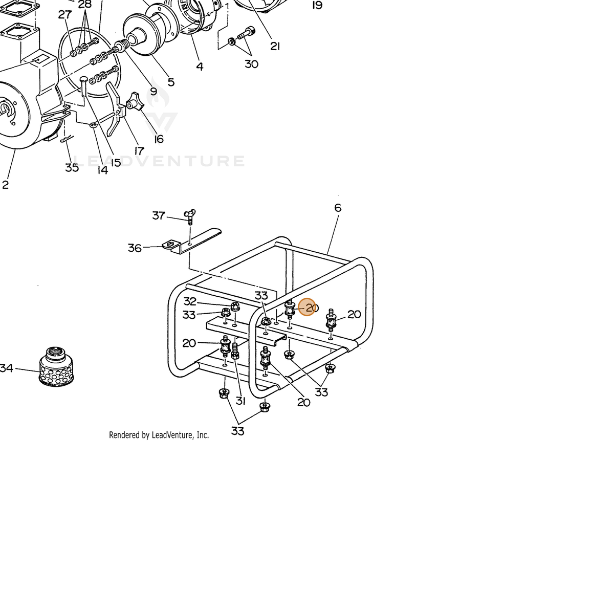 ECHO part 104800821019 — IPL diagram snippet (6x zoom, amber highlight)