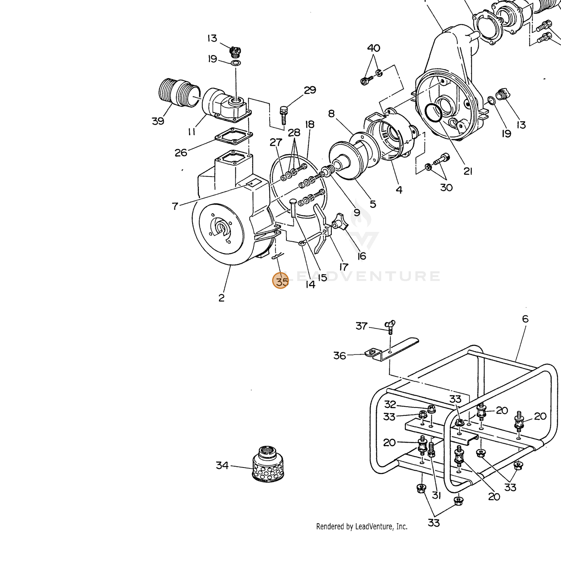 ECHO part 104800821034 — IPL diagram snippet (6x zoom, amber highlight)