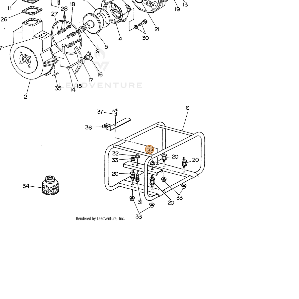 ECHO part 104801001024 — IPL diagram snippet (6x zoom, amber highlight)