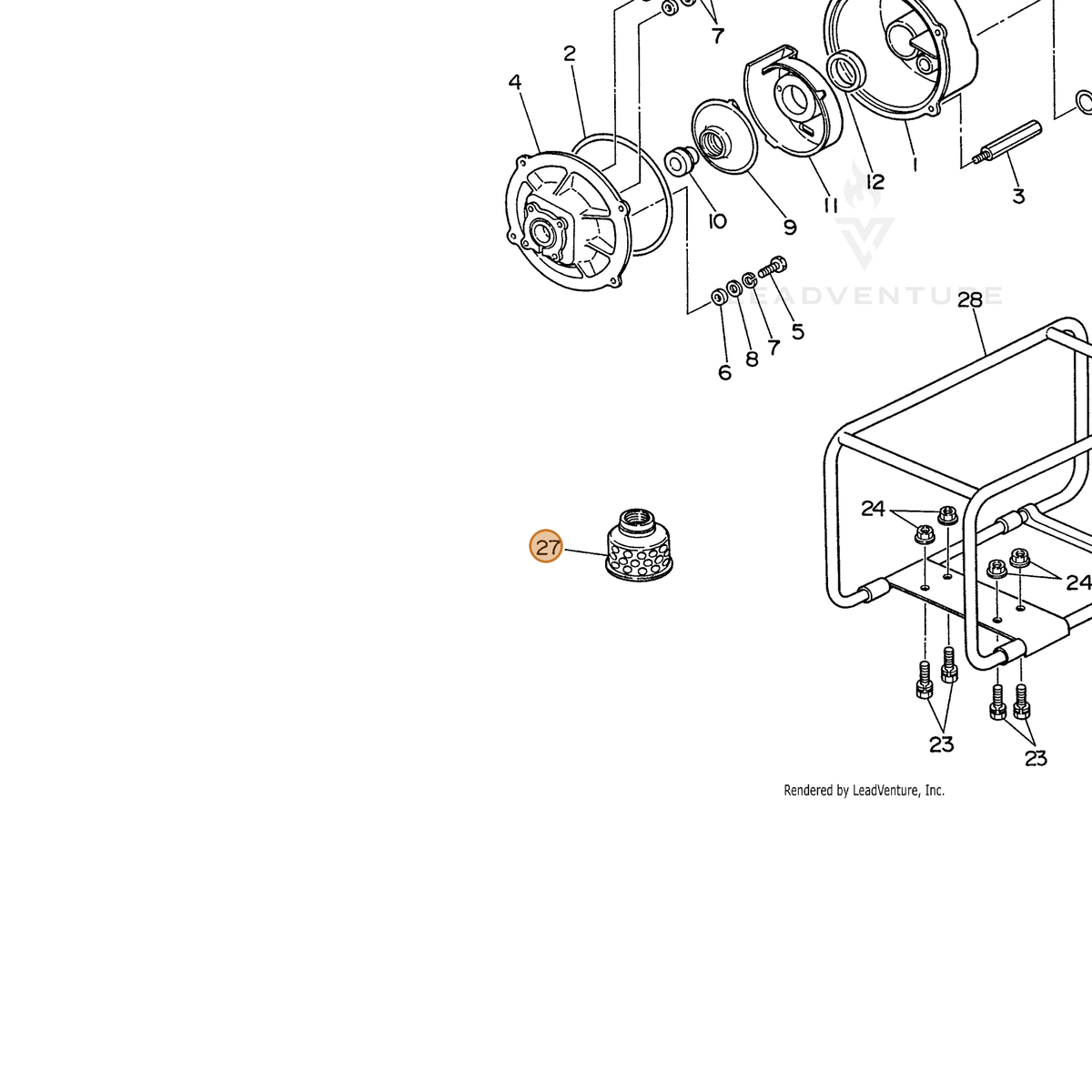 ECHO part 104810000020 — IPL diagram snippet (6x zoom, amber highlight)