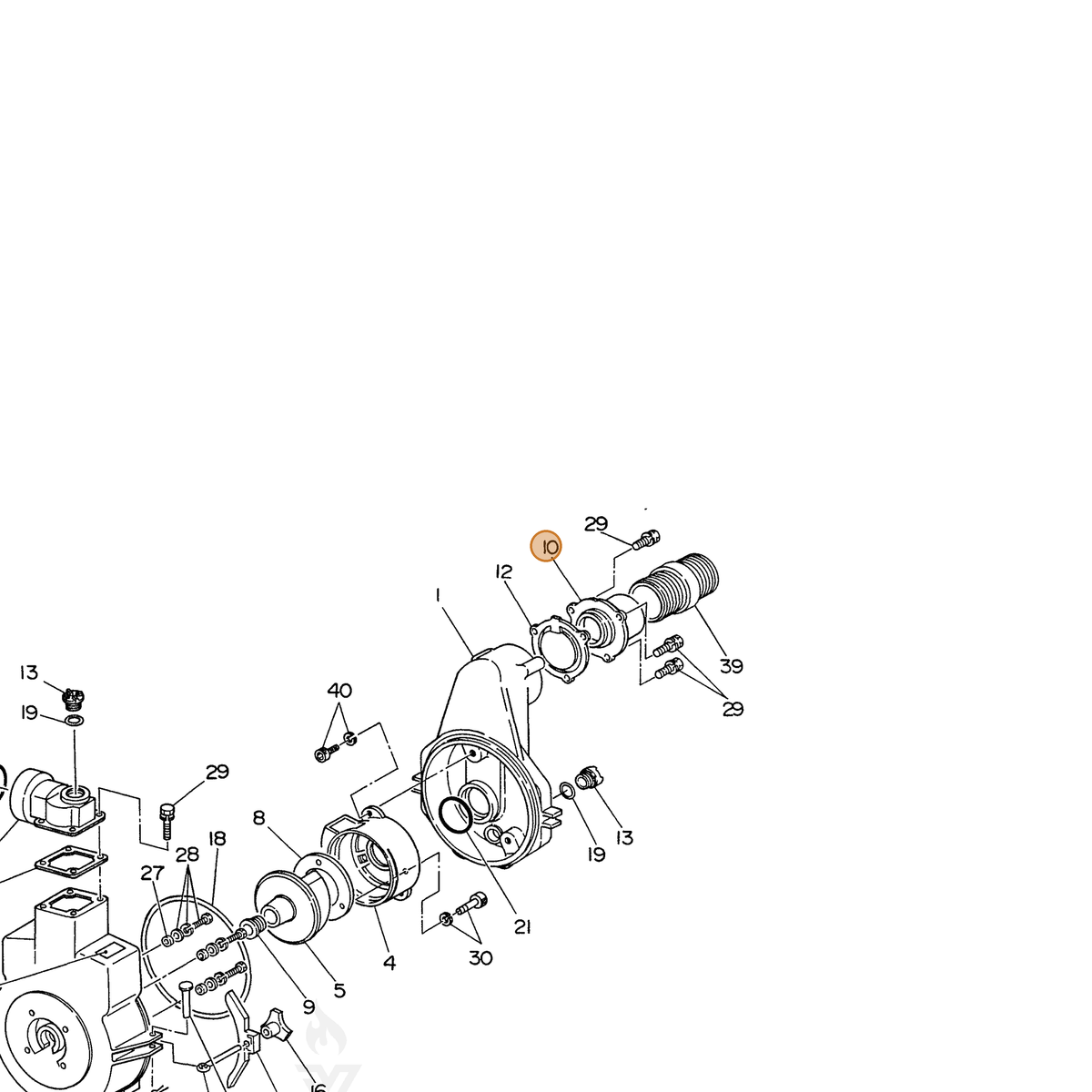 ECHO part 104810000065 — IPL diagram snippet (6x zoom, amber highlight)