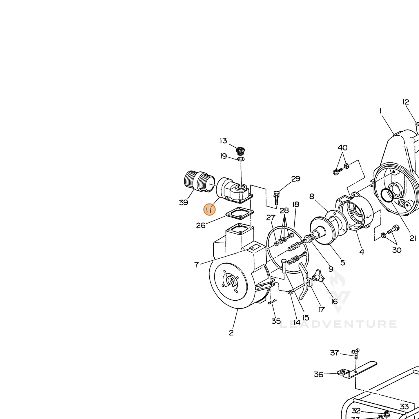 ECHO part 104810000066 — IPL diagram snippet (6x zoom, amber highlight)