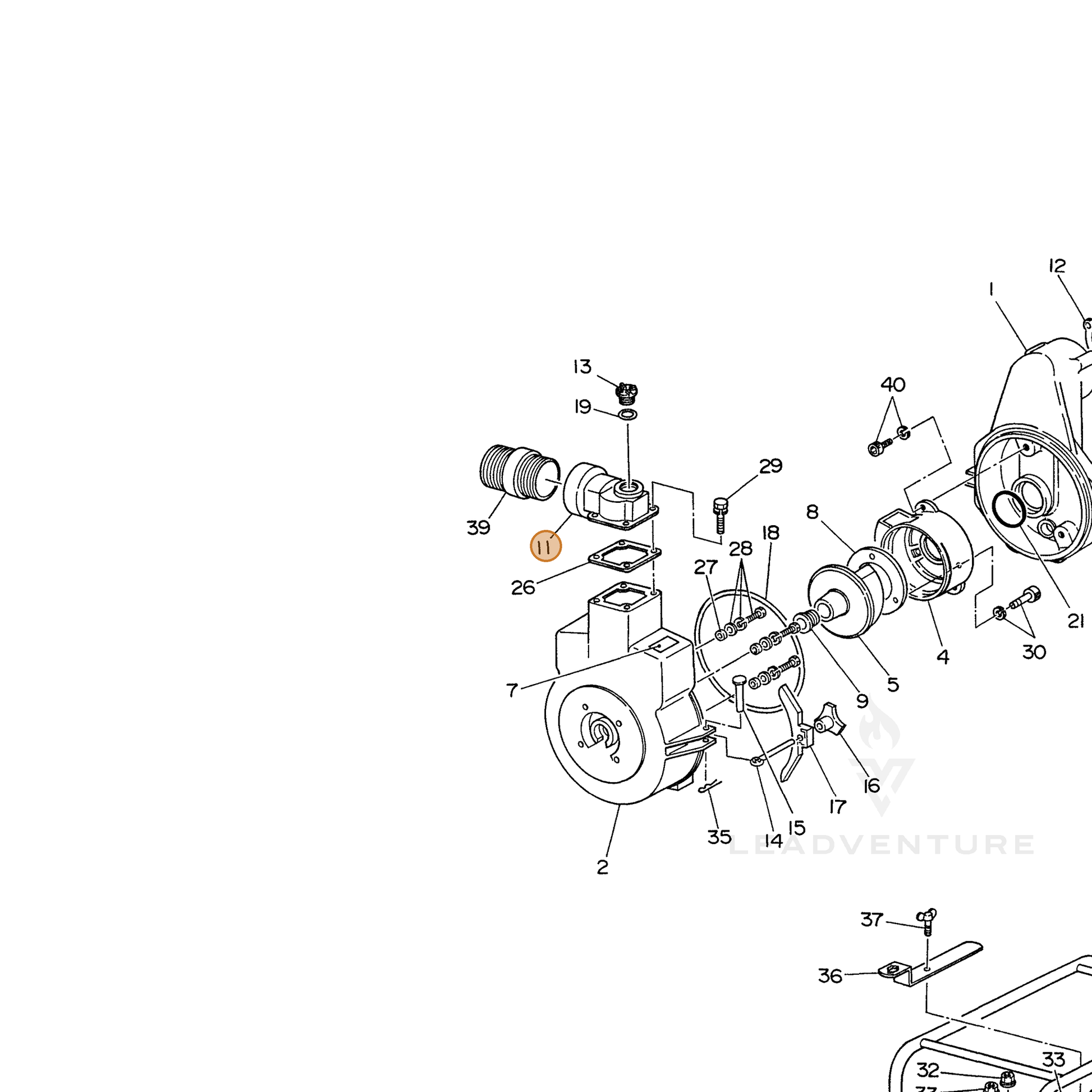 ECHO part 104810000066 — IPL diagram snippet (6x zoom, amber highlight)