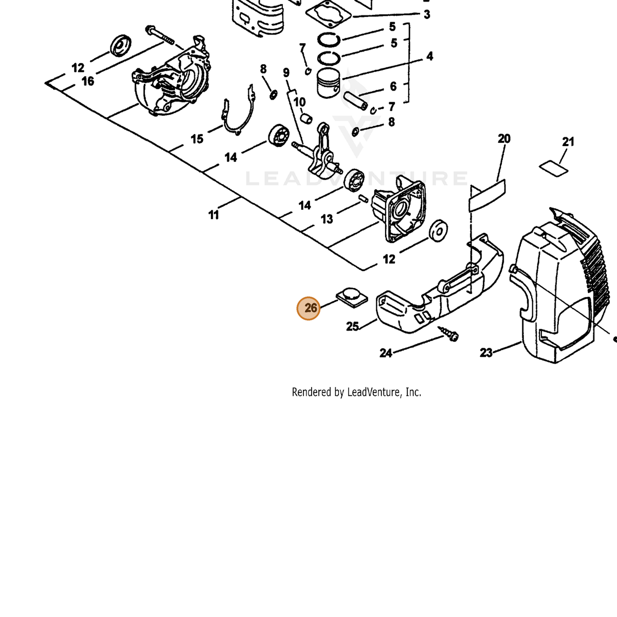 ECHO part 10491009560 — IPL diagram snippet (6x zoom, amber highlight)