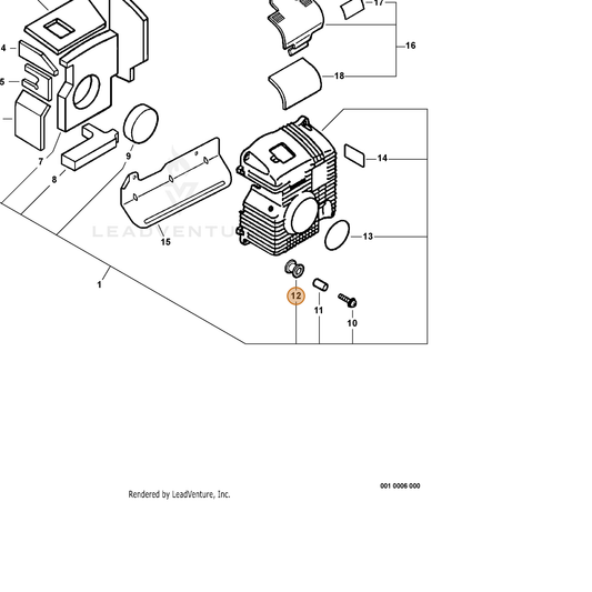 ECHO part 10491009860 — IPL diagram snippet (6x zoom, amber highlight)