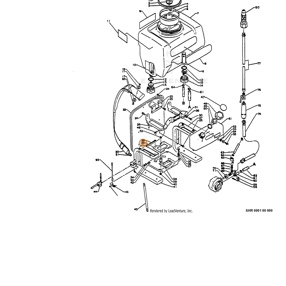 ECHO part 10491410510 — IPL diagram snippet (6x zoom, amber highlight)