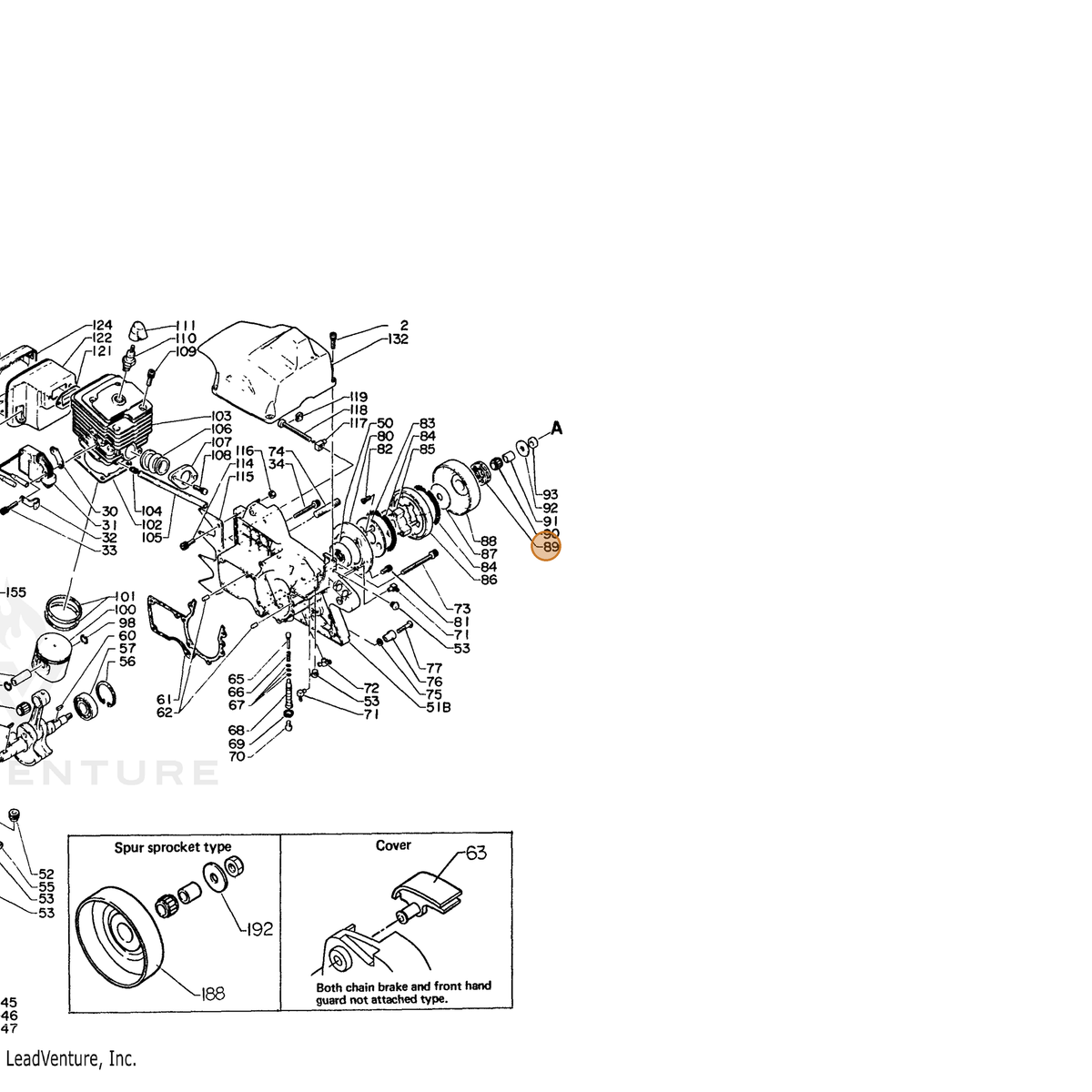 ECHO part 105130 — IPL diagram snippet (6x zoom, amber highlight)