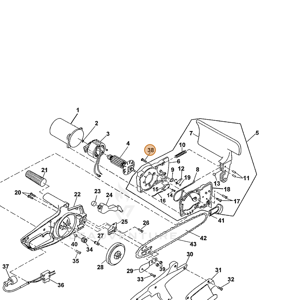 ECHO part 110016201 — IPL diagram snippet (6x zoom, amber highlight)