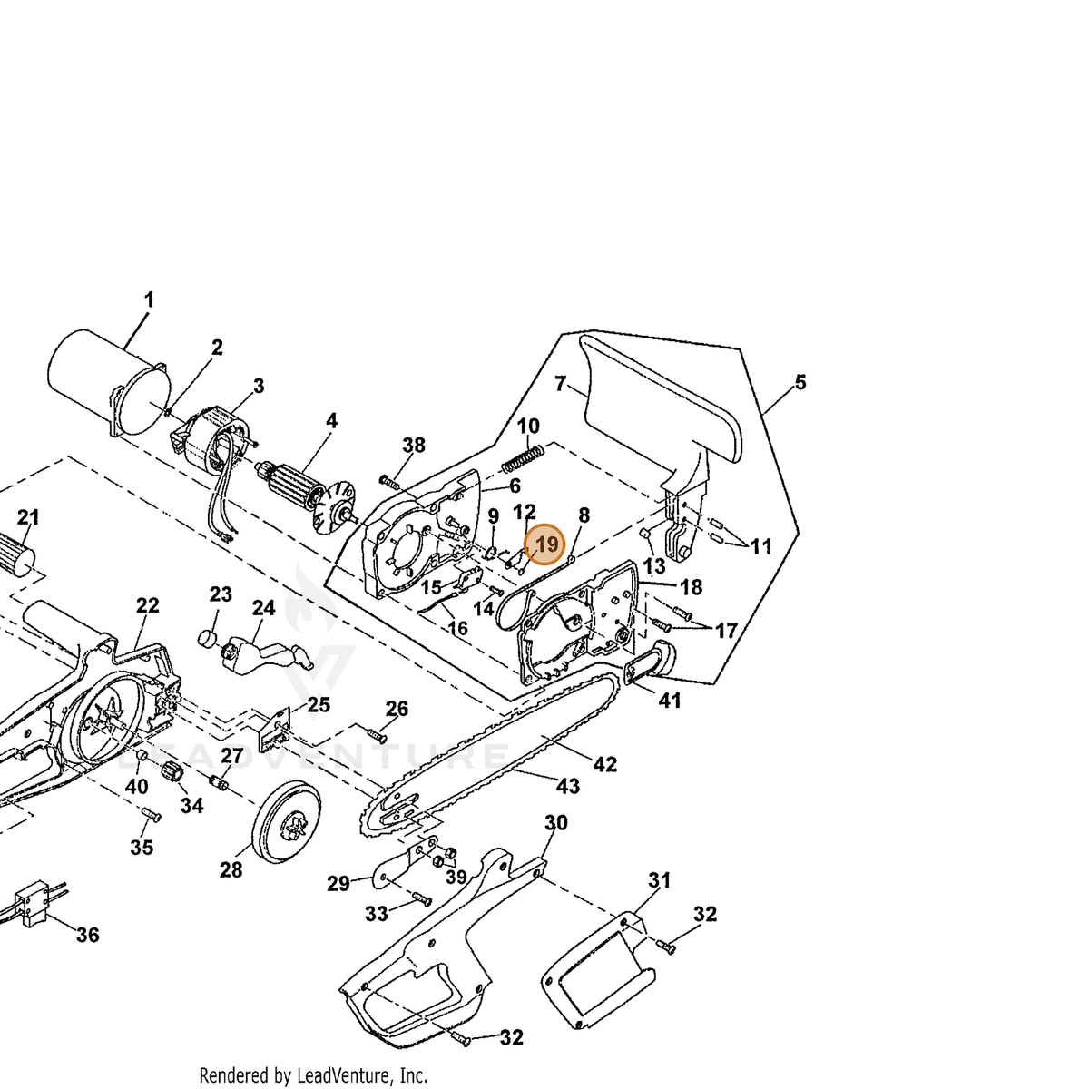 ECHO part 110045401 — IPL diagram snippet (6x zoom, amber highlight)