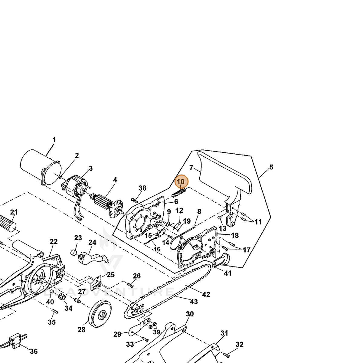 ECHO part 110045501 — IPL diagram snippet (6x zoom, amber highlight)