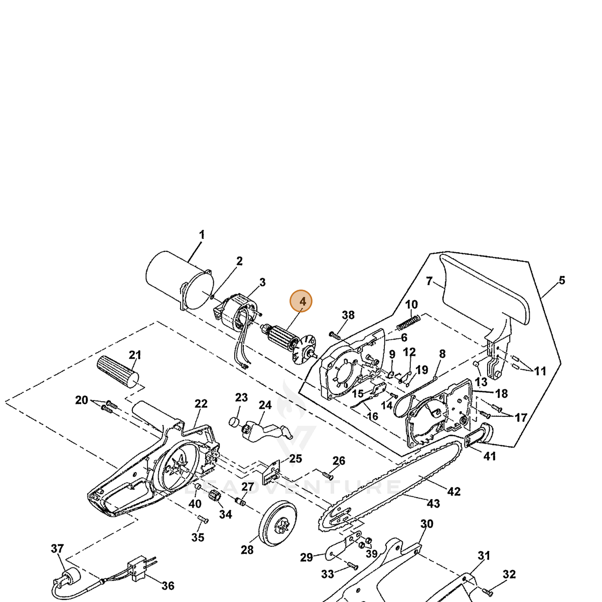 ECHO part 110055002 — IPL diagram snippet (6x zoom, amber highlight)