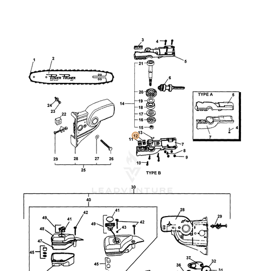ECHO part 11007622460 — IPL diagram snippet (6x zoom, amber highlight)