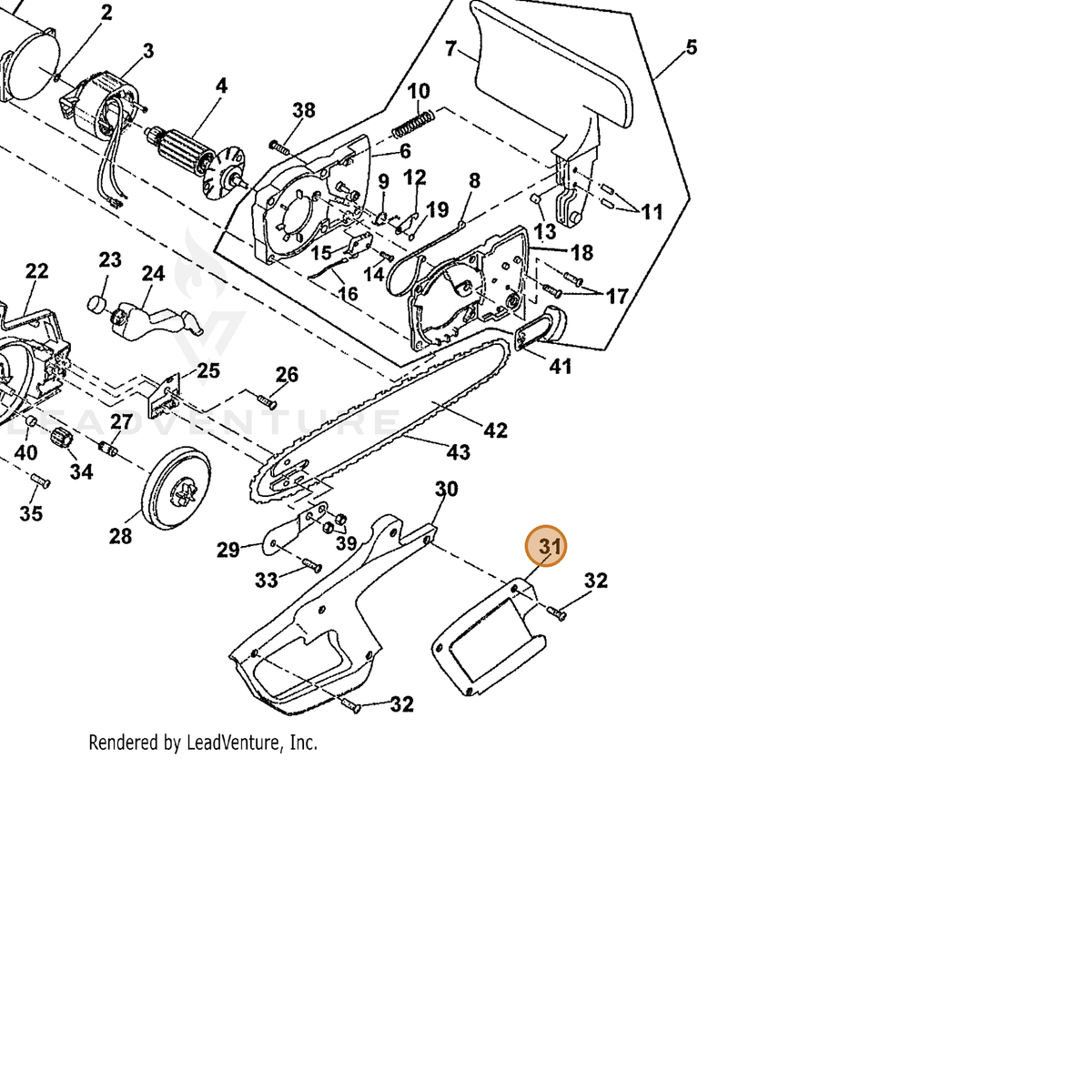 ECHO part 110251001 — IPL diagram snippet (6x zoom, amber highlight)