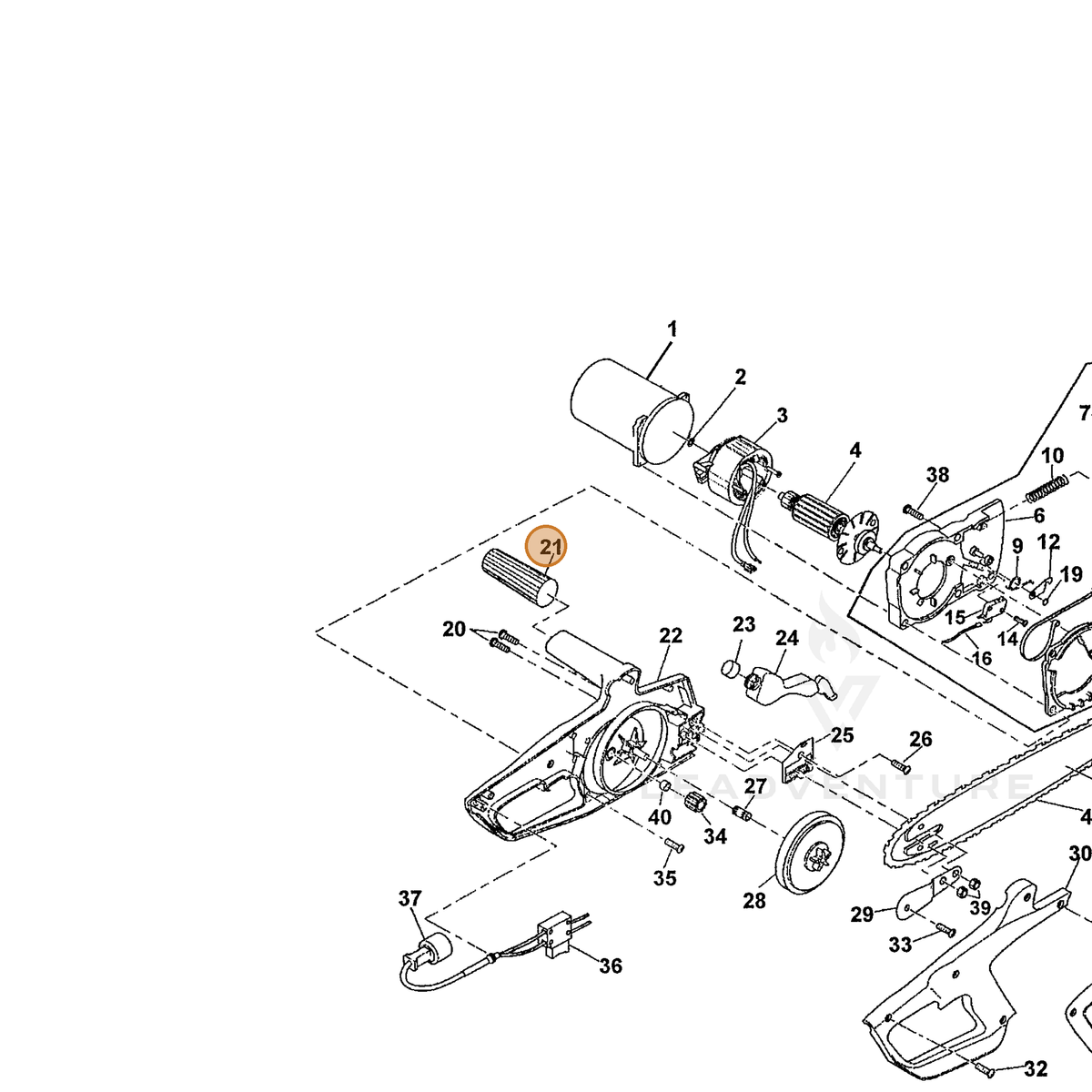ECHO part 110251501 — IPL diagram snippet (6x zoom, amber highlight)