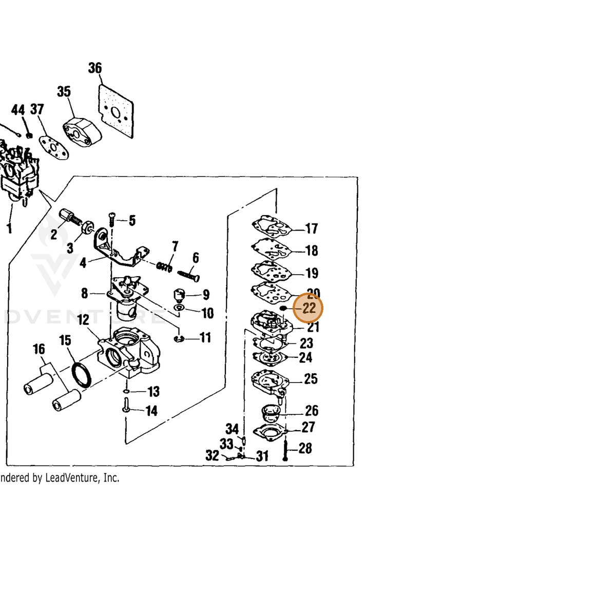 ECHO part 12012110210 — IPL diagram snippet (6x zoom, amber highlight)