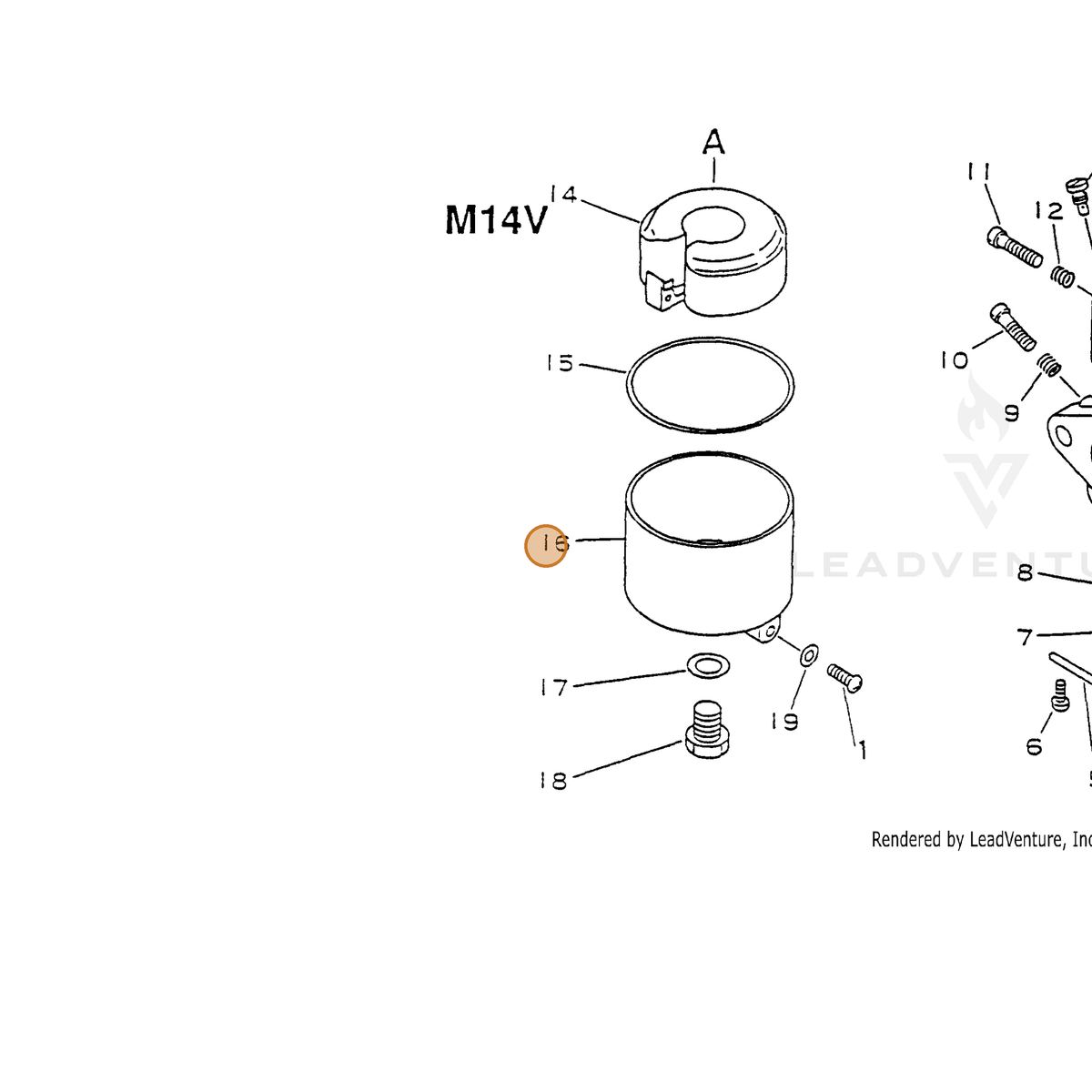 ECHO part 12012411620 — IPL diagram snippet (6x zoom, amber highlight)