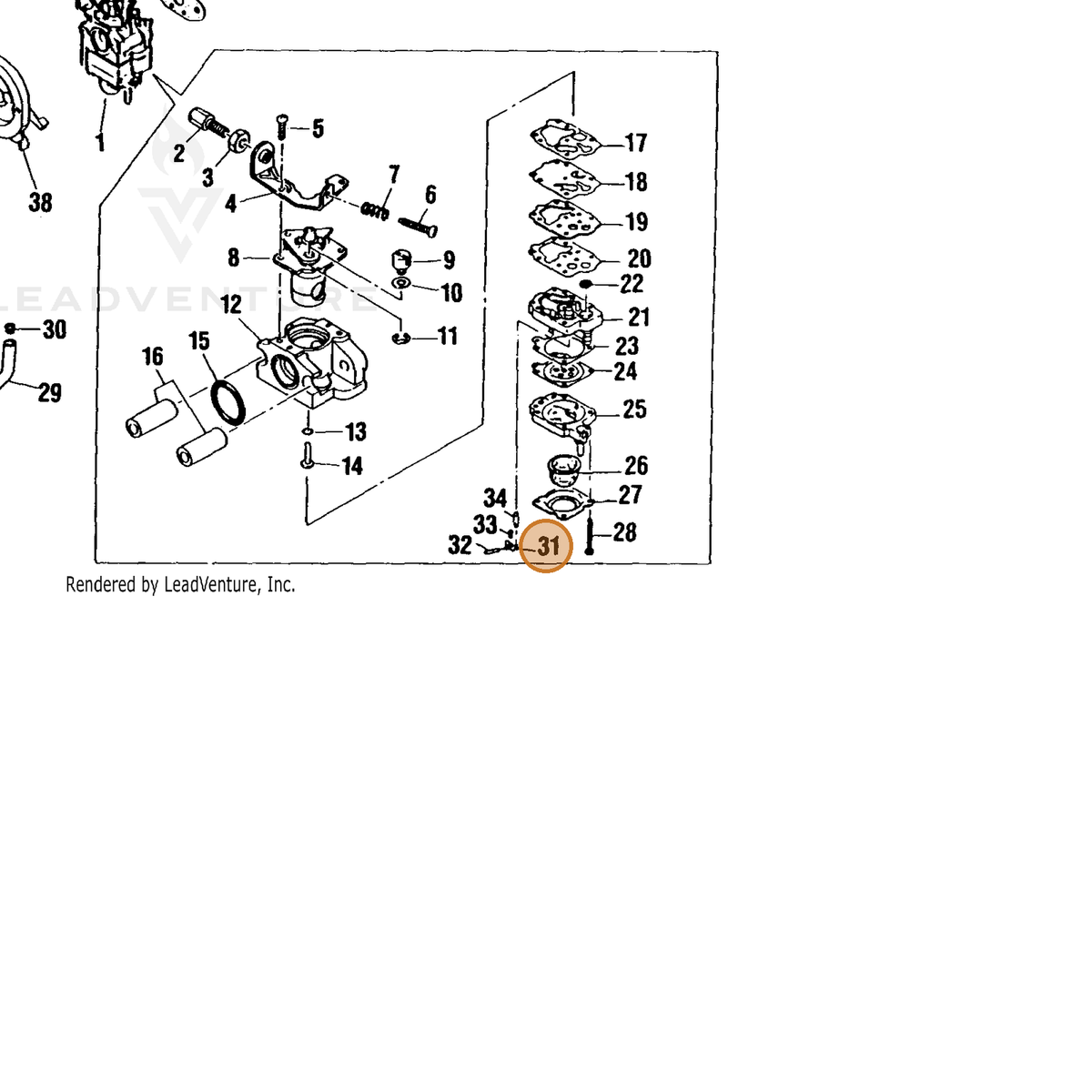 ECHO part 12018103312 — IPL diagram snippet (6x zoom, amber highlight)