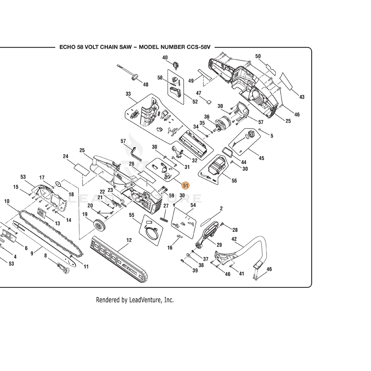 ECHO part 120544001 — IPL diagram snippet (6x zoom, amber highlight)