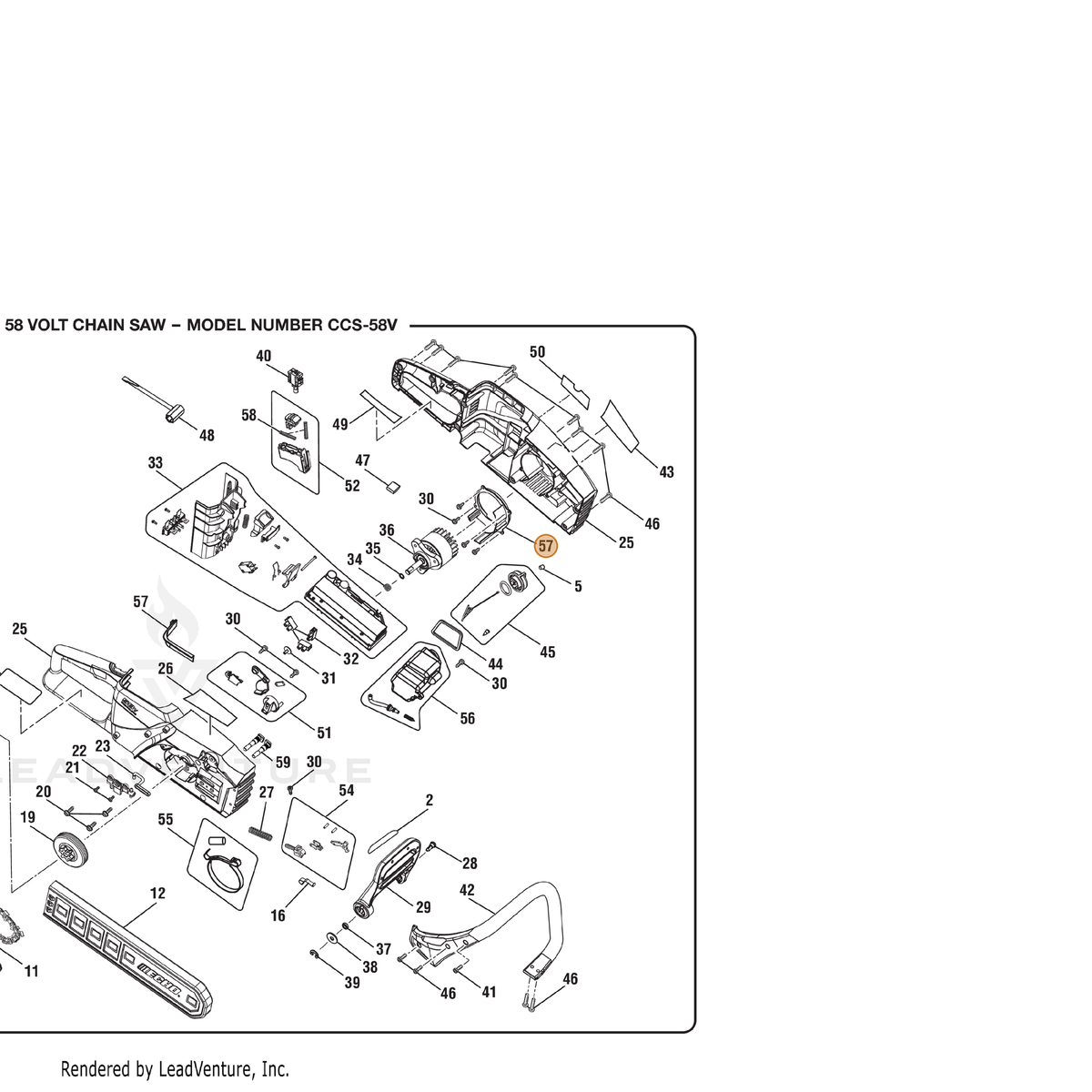 ECHO part 120545001 — IPL diagram snippet (6x zoom, amber highlight)