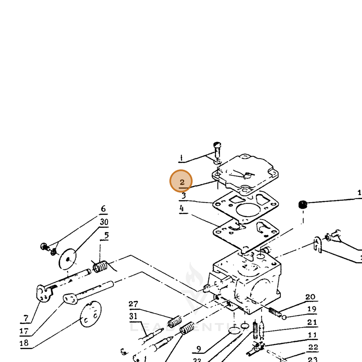 ECHO part 12212400230 — IPL diagram snippet (6x zoom, amber highlight)