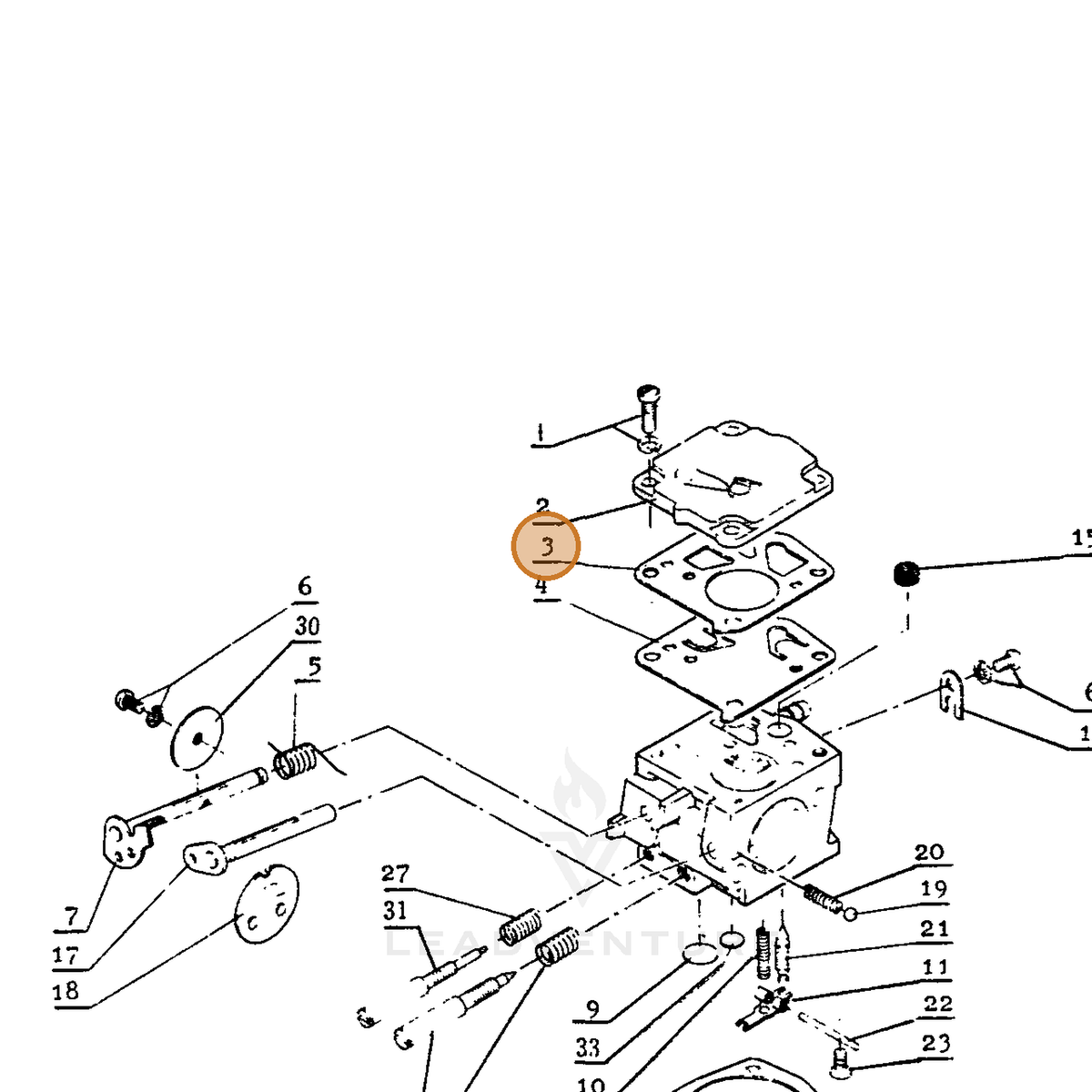 ECHO part 12212500230 — IPL diagram snippet (6x zoom, amber highlight)