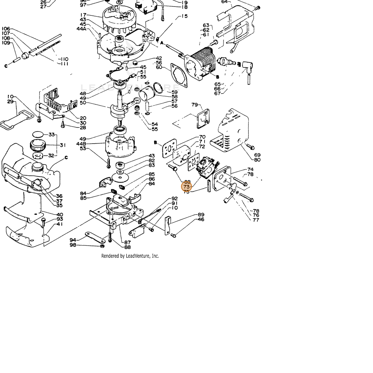ECHO part 12300002961 — IPL diagram snippet (6x zoom, amber highlight)